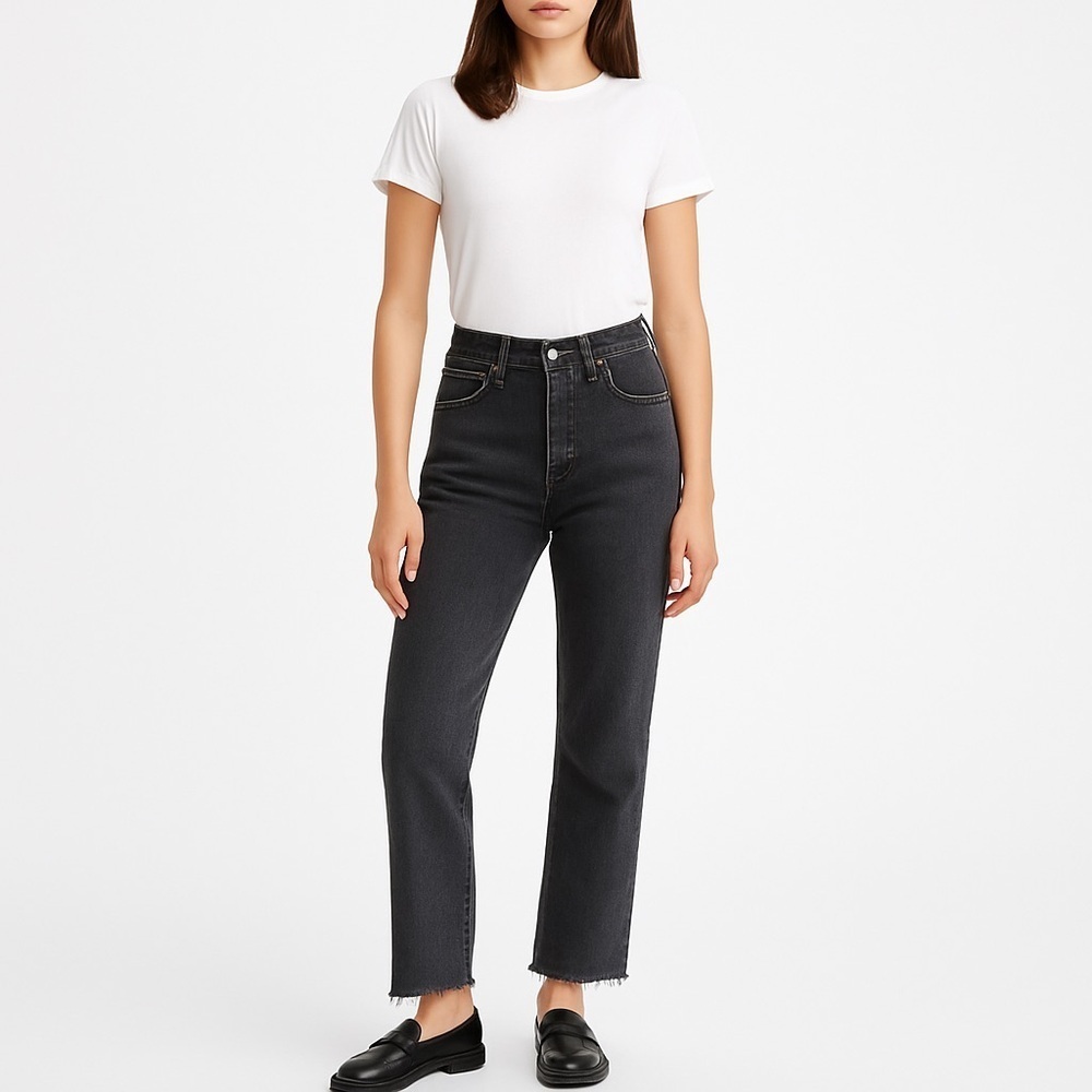 Levi’s 501 essential straight leg black denim raw hem jeans W27 L26